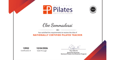 NPCP certificate awarded to Cloe Sommadossi